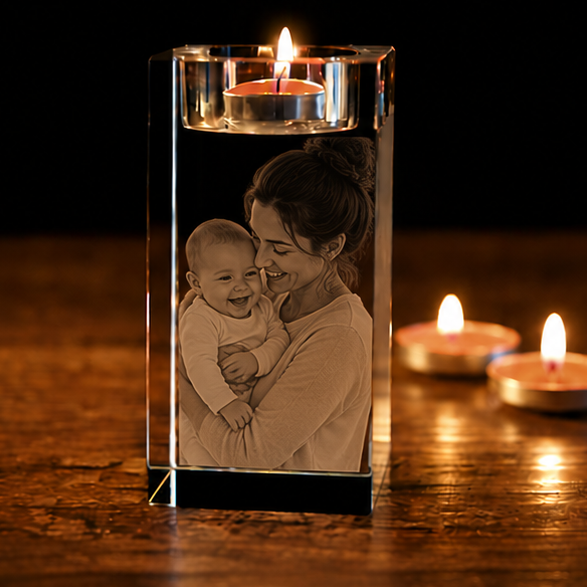 Porta-Velas em Cristal Vínculo Materno – Edição Mãe e Filhos