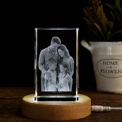 Luminária em Cristal Retrato Fiel – Edição Memória em Família