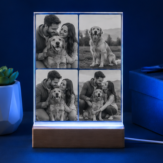 Luminária em Cristal Colagem de Memórias – Edição Múltiplos Momentos Pet