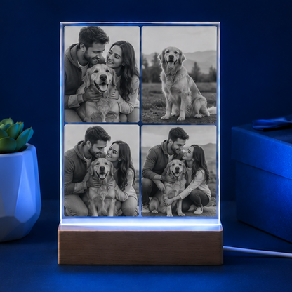 Luminária em Cristal Colagem de Memórias – Edição Múltiplos Momentos Pet