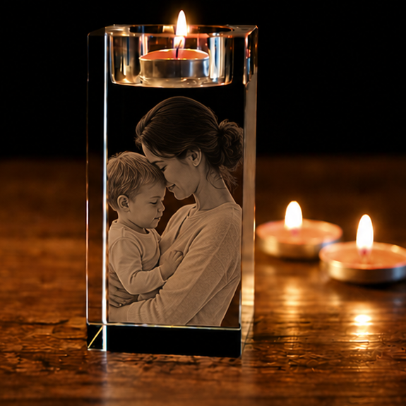 Porta-Velas em Cristal Vínculo Materno – Edição Mãe e Filhos