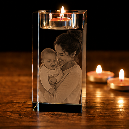 Porta-Velas em Cristal Vínculo Materno – Edição Mãe e Filhos