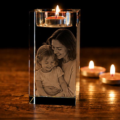 Porta-Velas em Cristal Vínculo Materno – Edição Mãe e Filhos