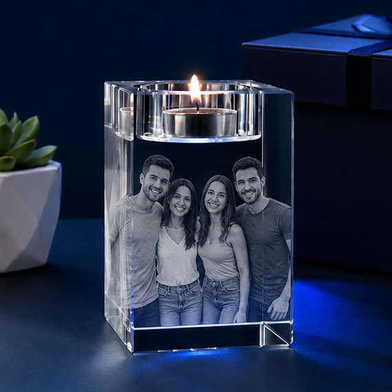 Castiçal em Cristal Retangular – Edição Amigos