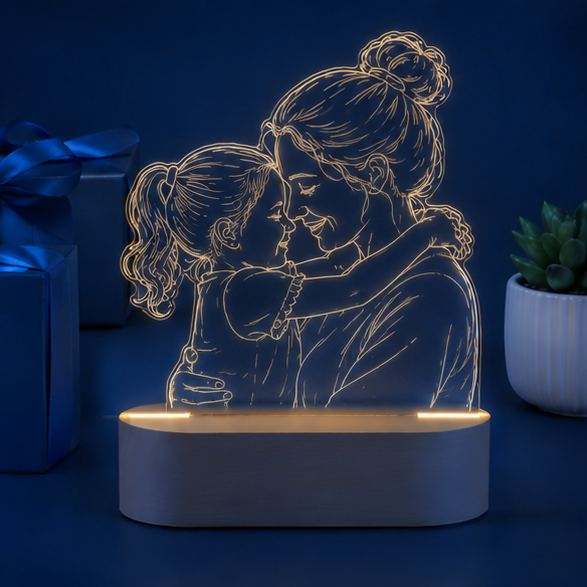 Luminária em Acrílico Linha de Luz – Edição Mãe e Filhos