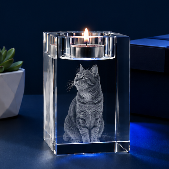 Porta-Velas em Cristal Essência Pet – Homenagem Eterna