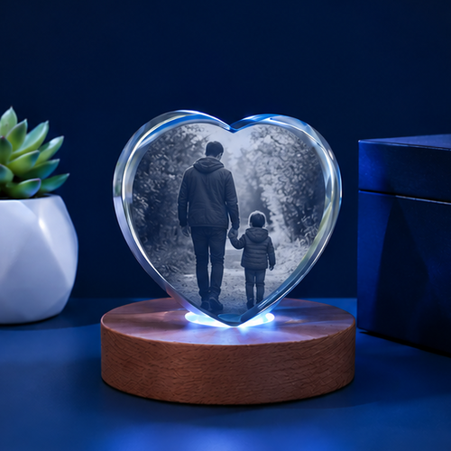 Luminária Coração de Cristal Vínculo Eterno – Edição Pais e Filhos
