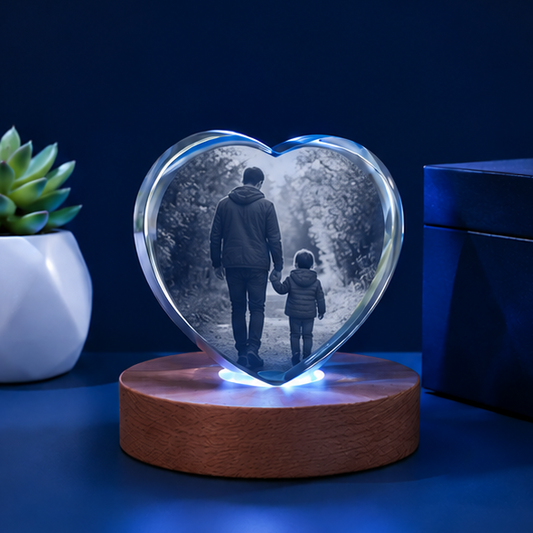 Luminária Coração de Cristal Vínculo Eterno – Edição Pais e Filhos