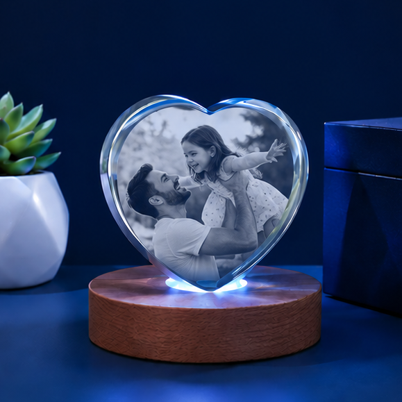 Luminária Coração de Cristal Vínculo Eterno – Edição Pais e Filhos