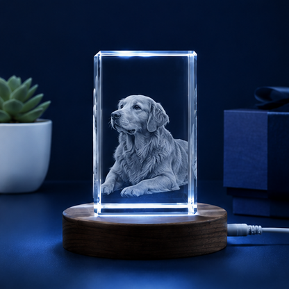 Luminária em Cristal Retrato Fiel – Edição Homenagem Pet