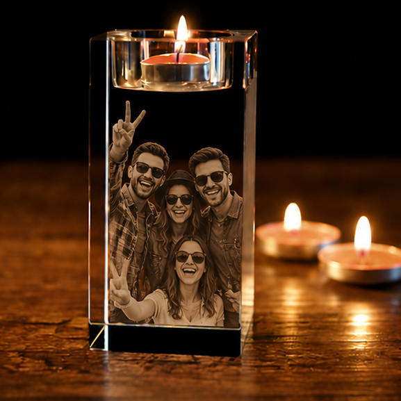 Porta-Velas em Cristal Momentos Inesquecíveis – Edição Amigos