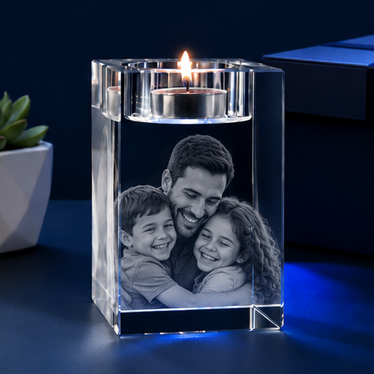 Porta-Velas em Cristal Vínculo Paterno – Edição Pais e Filhos