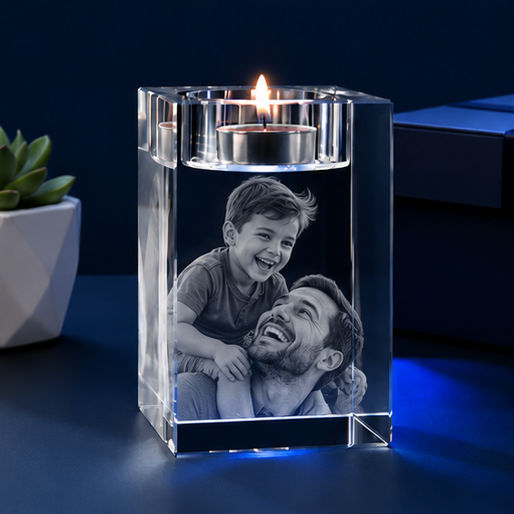 Porta-Velas em Cristal Vínculo Paterno – Edição Pais e Filhos