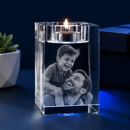 Porta-Velas em Cristal Vínculo Paterno – Edição Pais e Filhos