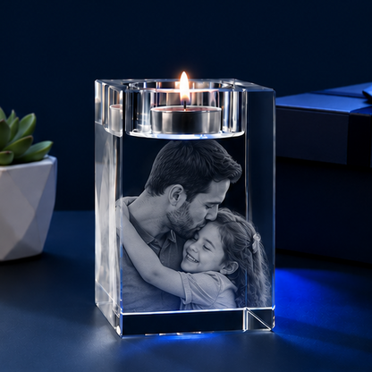 Porta-Velas em Cristal Vínculo Paterno – Edição Pais e Filhos