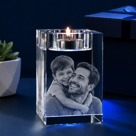 Porta-Velas em Cristal Vínculo Paterno – Edição Pais e Filhos