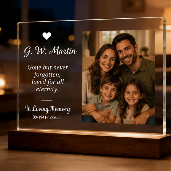 Luminária em Acrílico Memorial – Edição Memória Eterna e Família