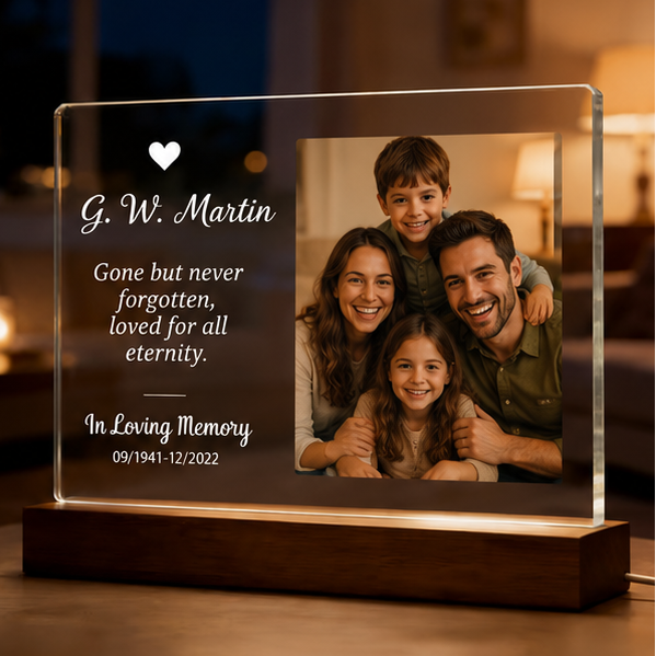 Luminária em Acrílico Memorial – Edição Memória Eterna e Família