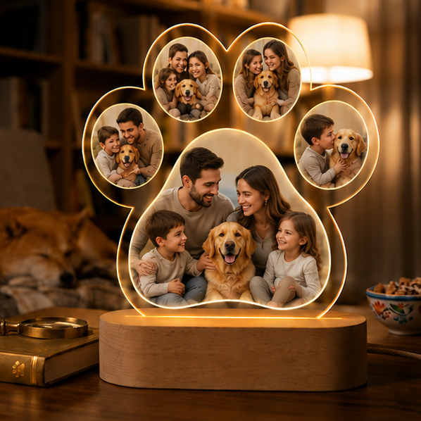 Luminária em Acrílico Patinha de Amor – Edição Família e Pets