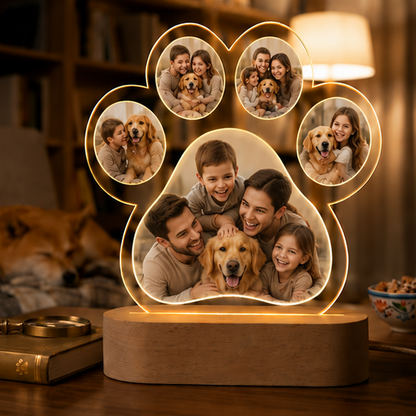 Luminária em Acrílico Patinha de Amor – Edição Família e Pets