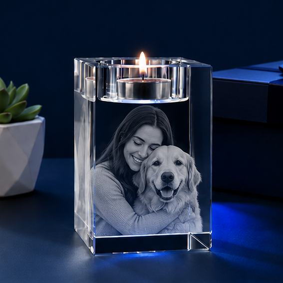 Porta-Velas em Cristal Conexão Suprema – Edição Família e Pet
