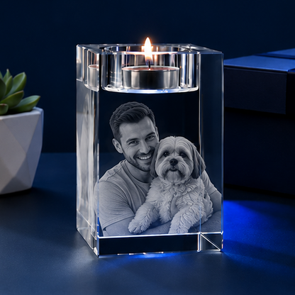 Porta-Velas em Cristal Conexão Suprema – Edição Família e Pet