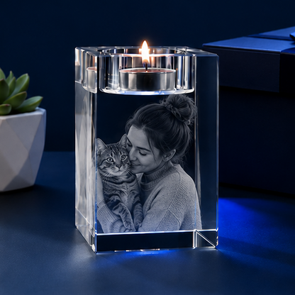Porta-Velas em Cristal Conexão Suprema – Edição Família e Pet