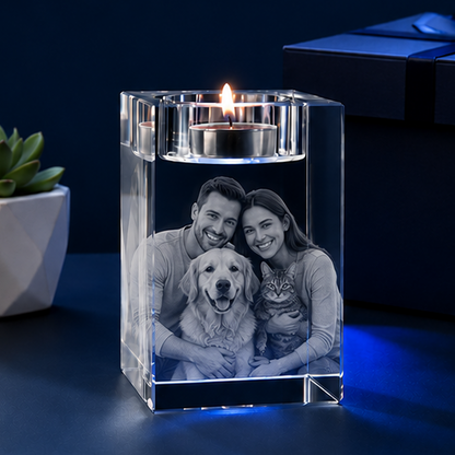 Porta-Velas em Cristal Conexão Suprema – Edição Família e Pet