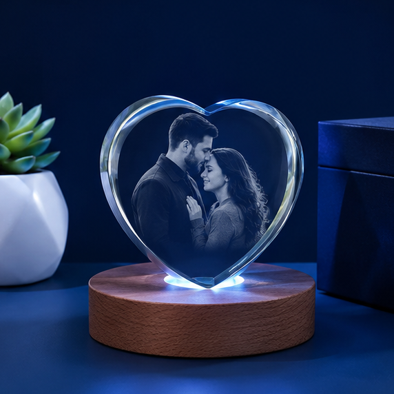 Luminária em Cristal Coração – Edição Casal