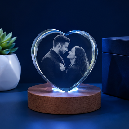 Luminária em Cristal Coração – Edição Casal