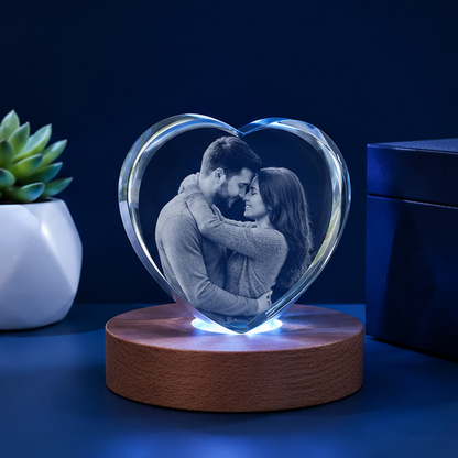 Luminária em Cristal Coração – Edição Casal