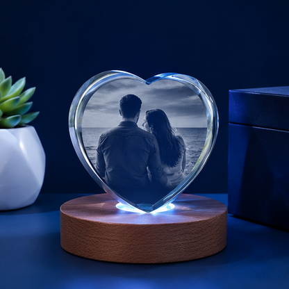 Luminária em Cristal Coração – Edição Casal