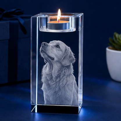Porta-Velas em Cristal Essência Pet – Homenagem Eterna