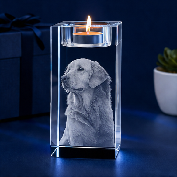 Porta-Velas em Cristal Essência Pet – Homenagem Eterna