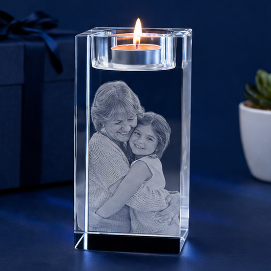 Castiçal em Cristal Retangular – Edição Memória Afetiva - Uma luz que não se Apaga.