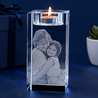 Castiçal em Cristal Retangular – Edição Memória Afetiva - Uma luz que não se Apaga.