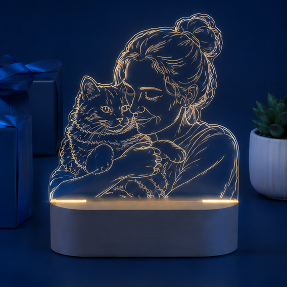 Luminária em Acrílico Linha de Luz – Edição Contorno Afetivo Pet