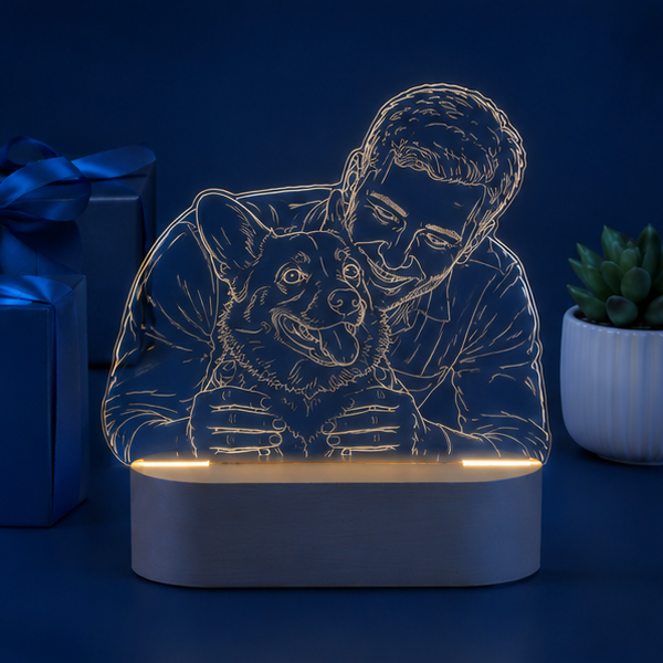 Luminária em Acrílico Linha de Luz – Edição Contorno Afetivo Pet