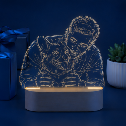 Luminária em Acrílico Linha de Luz – Edição Contorno Afetivo Pet