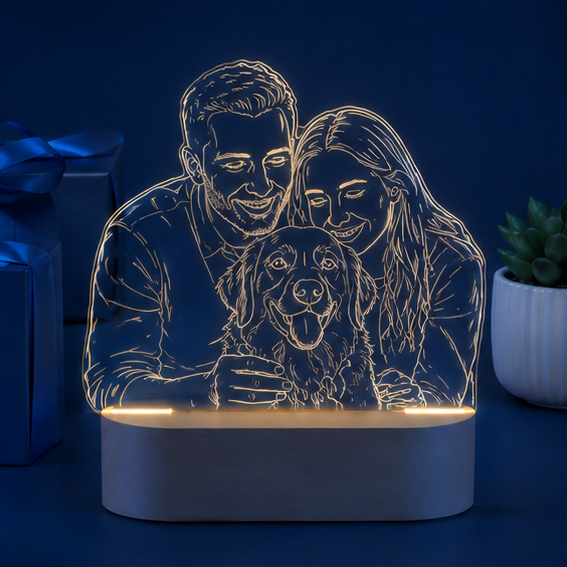 Luminária em Acrílico Linha de Luz – Edição Contorno Afetivo Pet