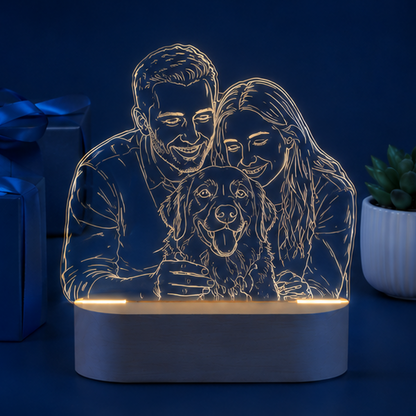 Luminária em Acrílico Linha de Luz – Edição Contorno Afetivo Pet