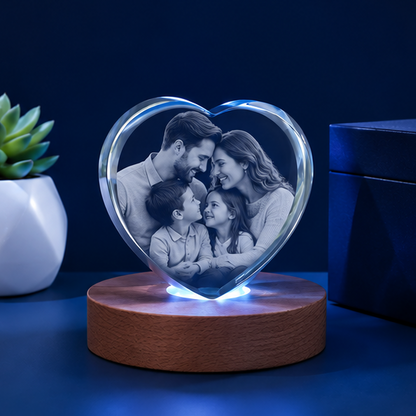 Luminária em Cristal Formato Coração – Edição Família